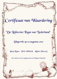 Certificaat Kaaskeuring